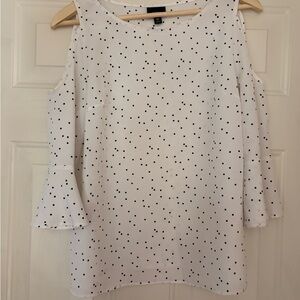 Women's Mossimo White Polka Dot Cold Shoulder Top